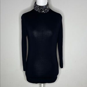 L'AGENCE Black Embellished Collar Top Size XS